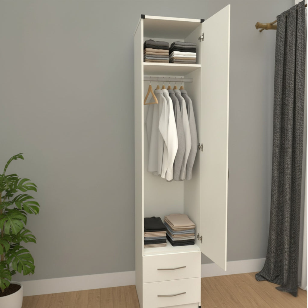 Inside guide for slim 1 door mirrored wardrobe with storage drawers