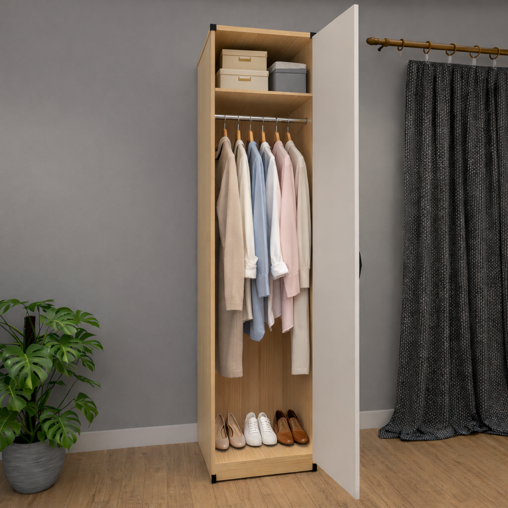 Inside guide for slim 1 door mirrored wardrobe storage unit