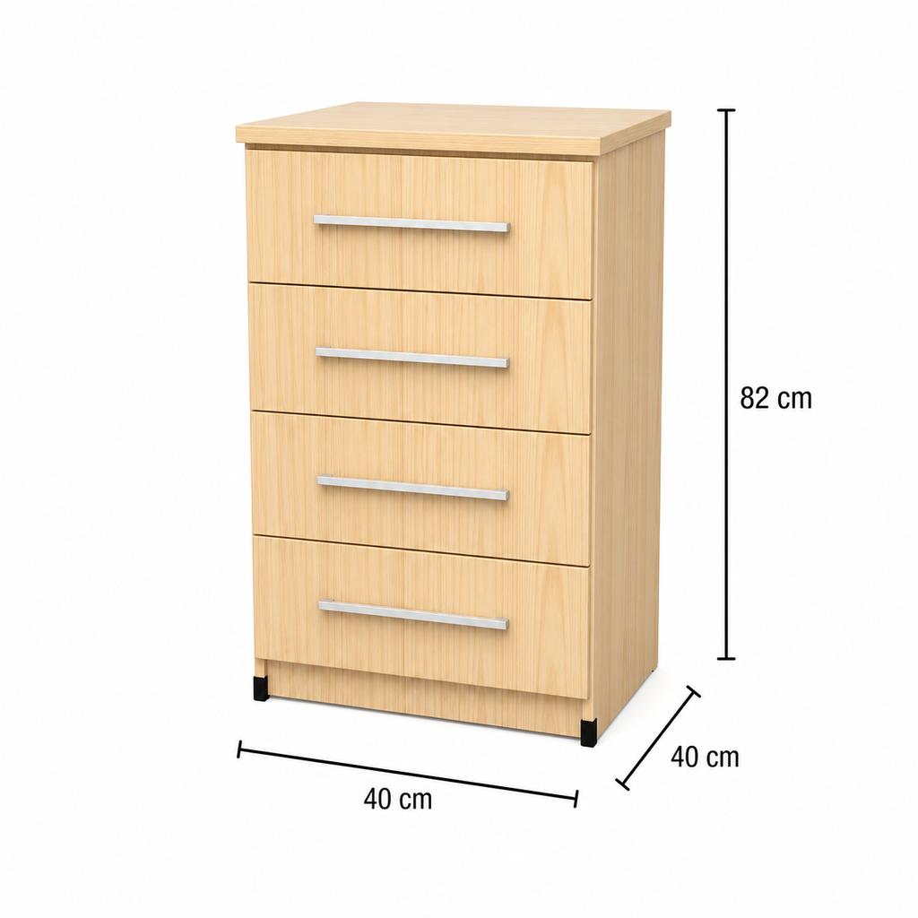 Dimensions of 4 drawer bedside table for bedroom storage