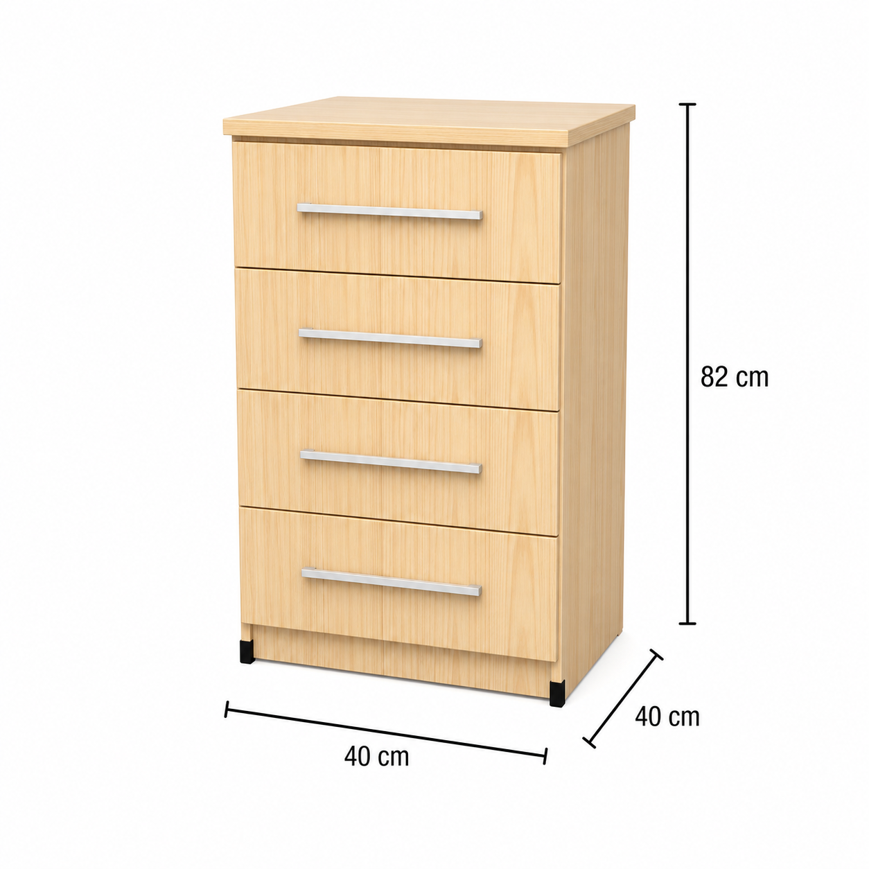 Dimensions of 4 drawer bedside table for bedroom storage