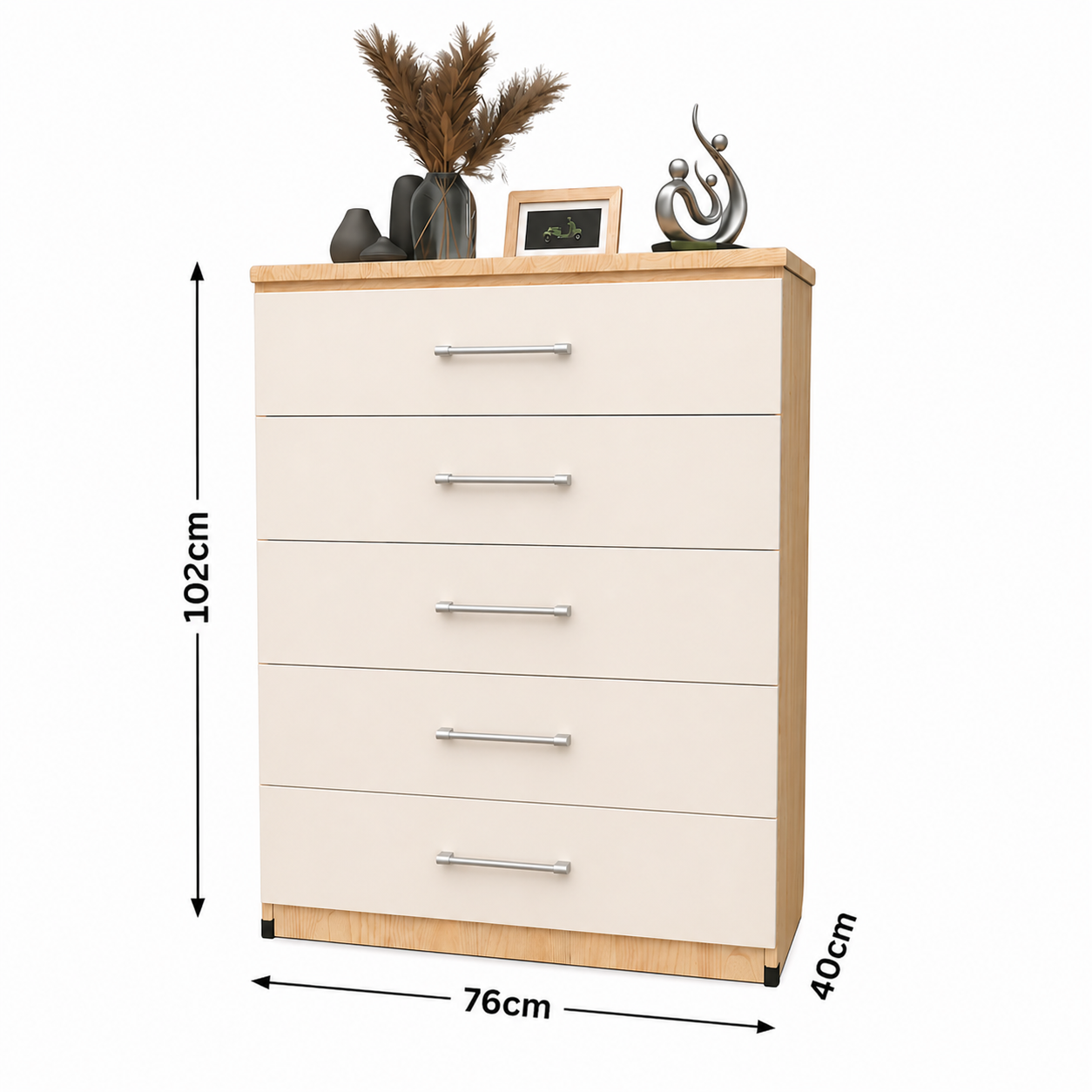Dimensions of 5 drawer chest of drawers for bedroom storage