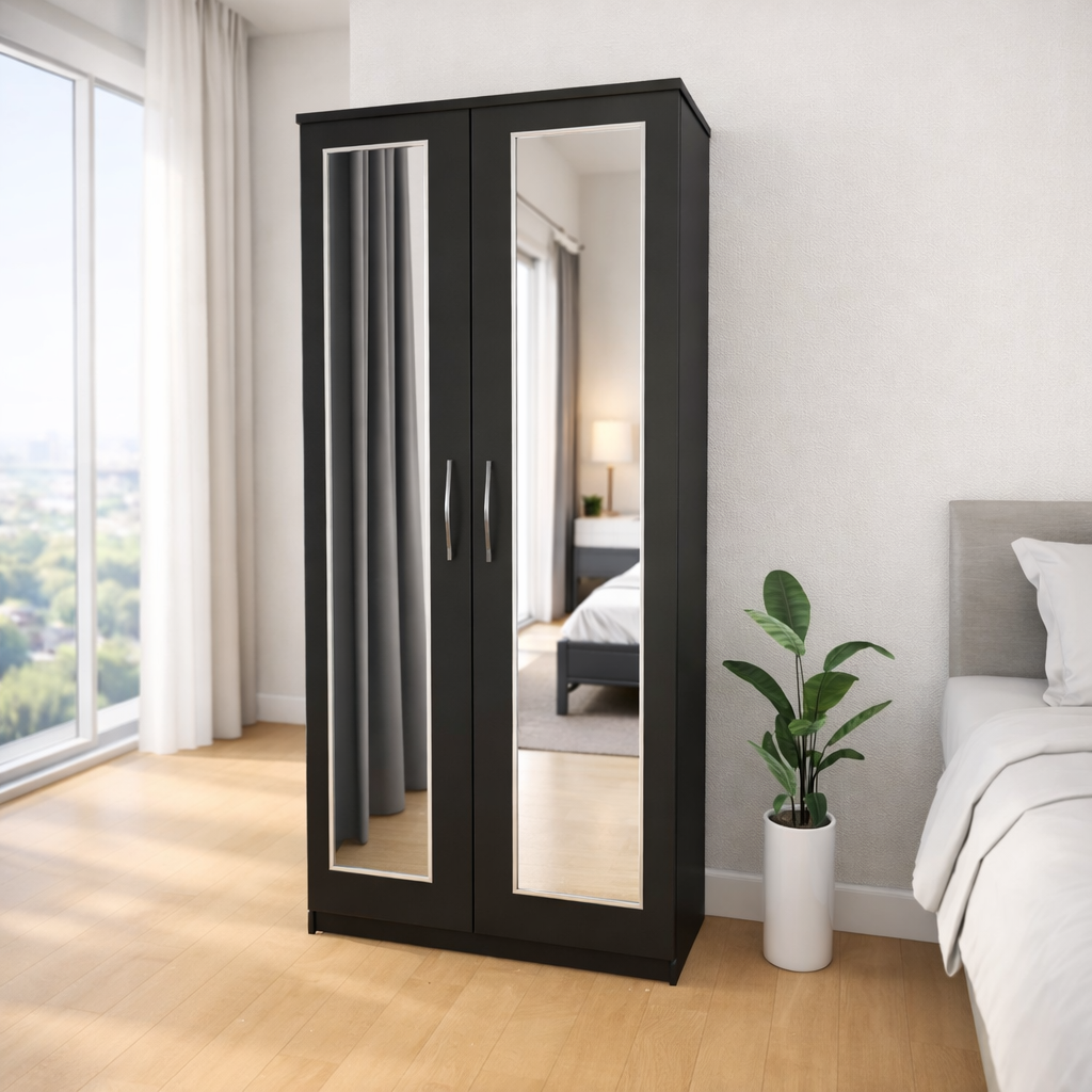 Black modern bedroom wardrobe storage cabinet for minimal interiors