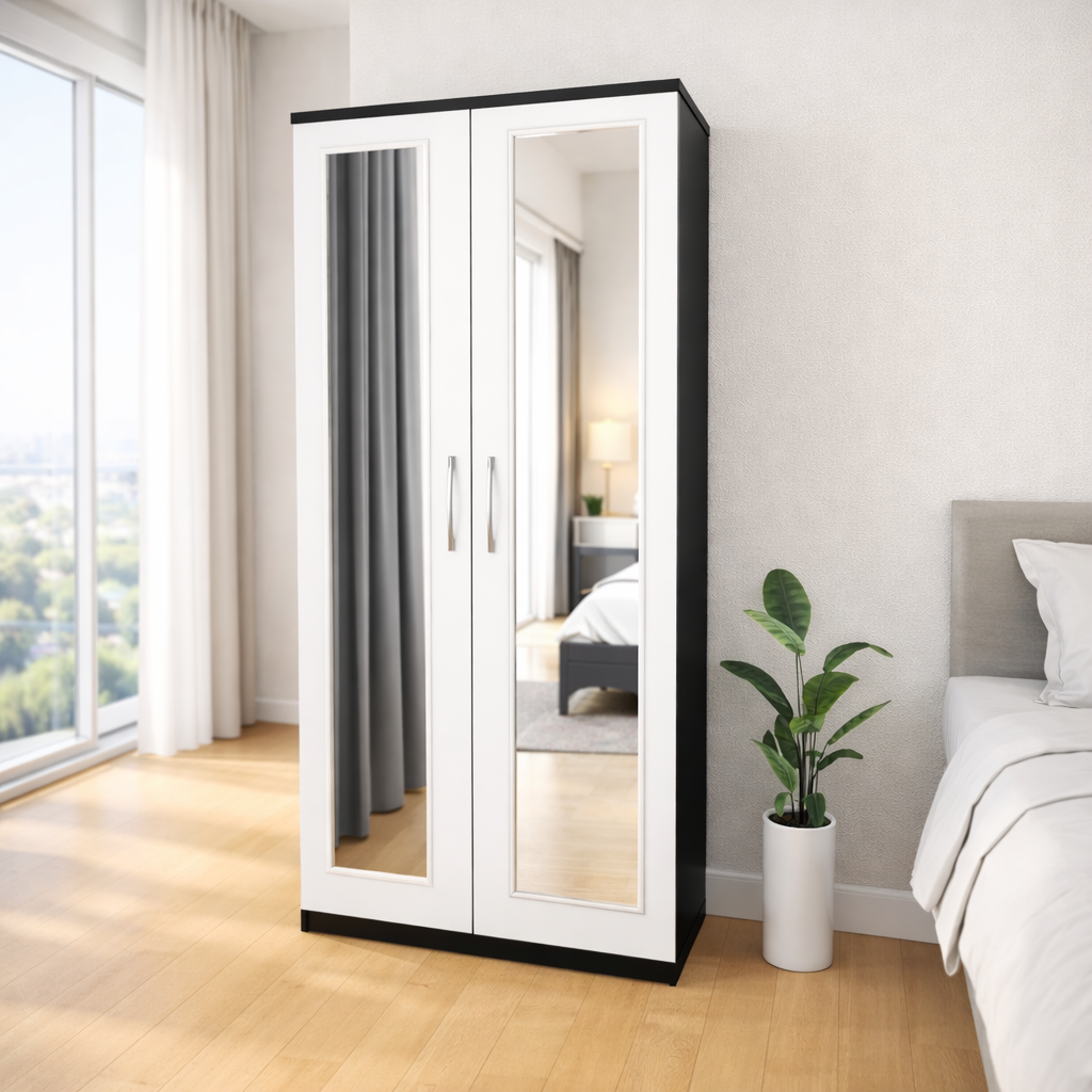 Black & White modern bedroom wardrobe storage cabinet for minimal interiors