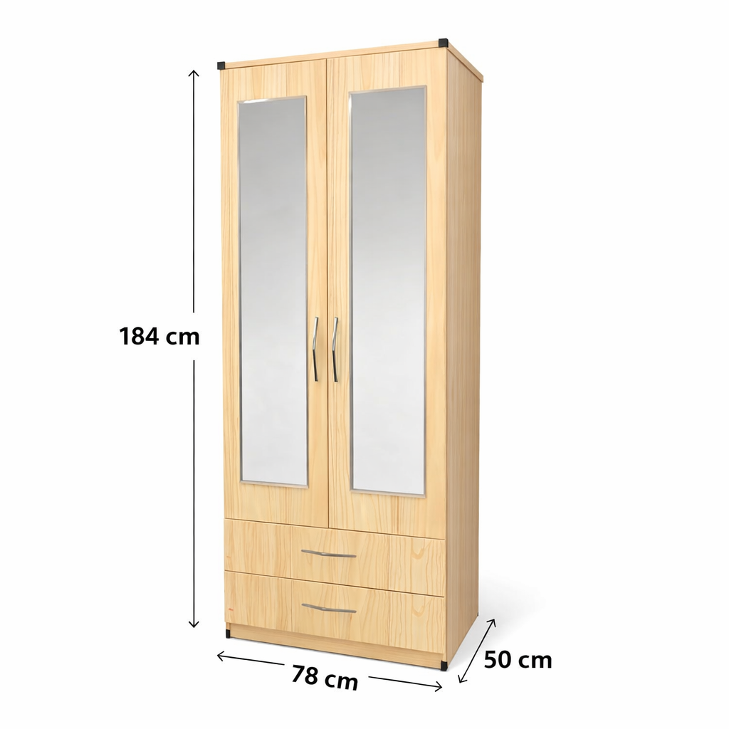 Oak 2 door mirrored wardrobe 