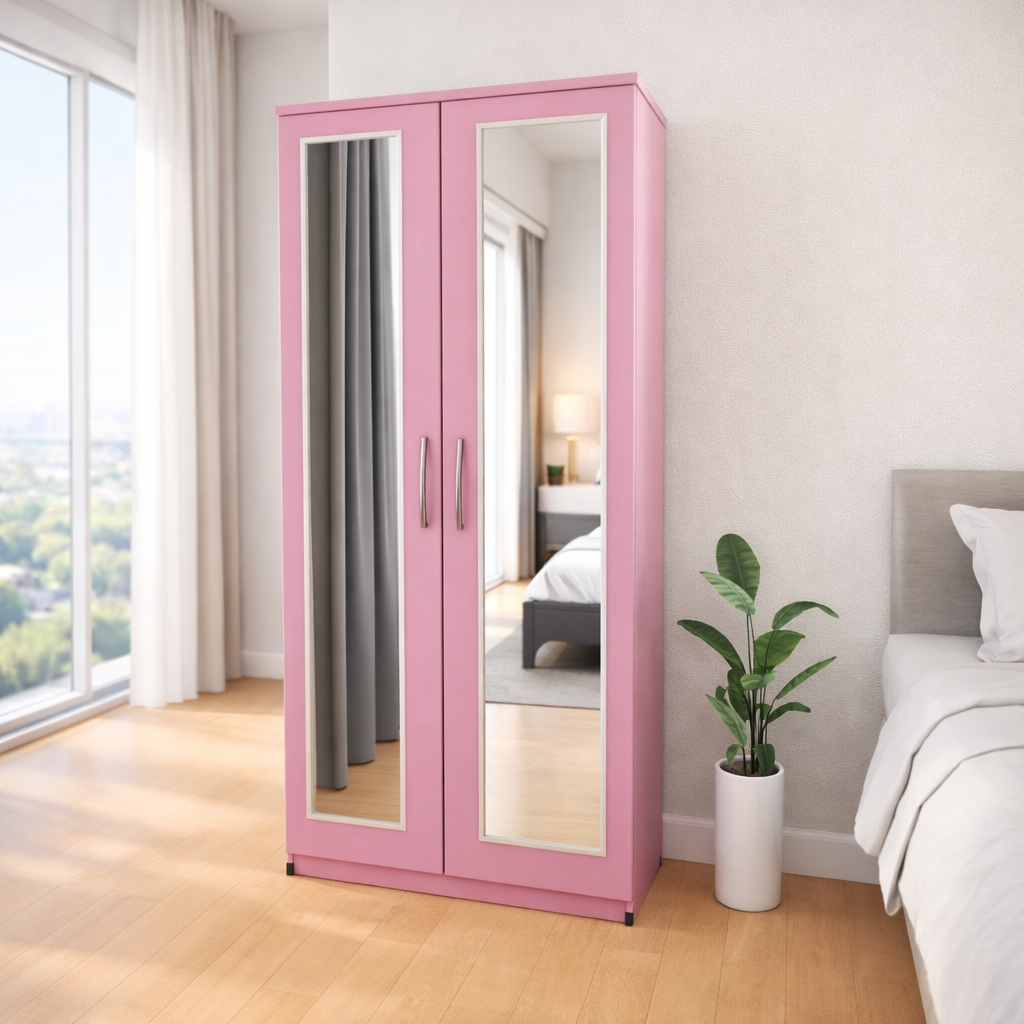 Pink modern bedroom wardrobe storage cabinet for minimal interiors