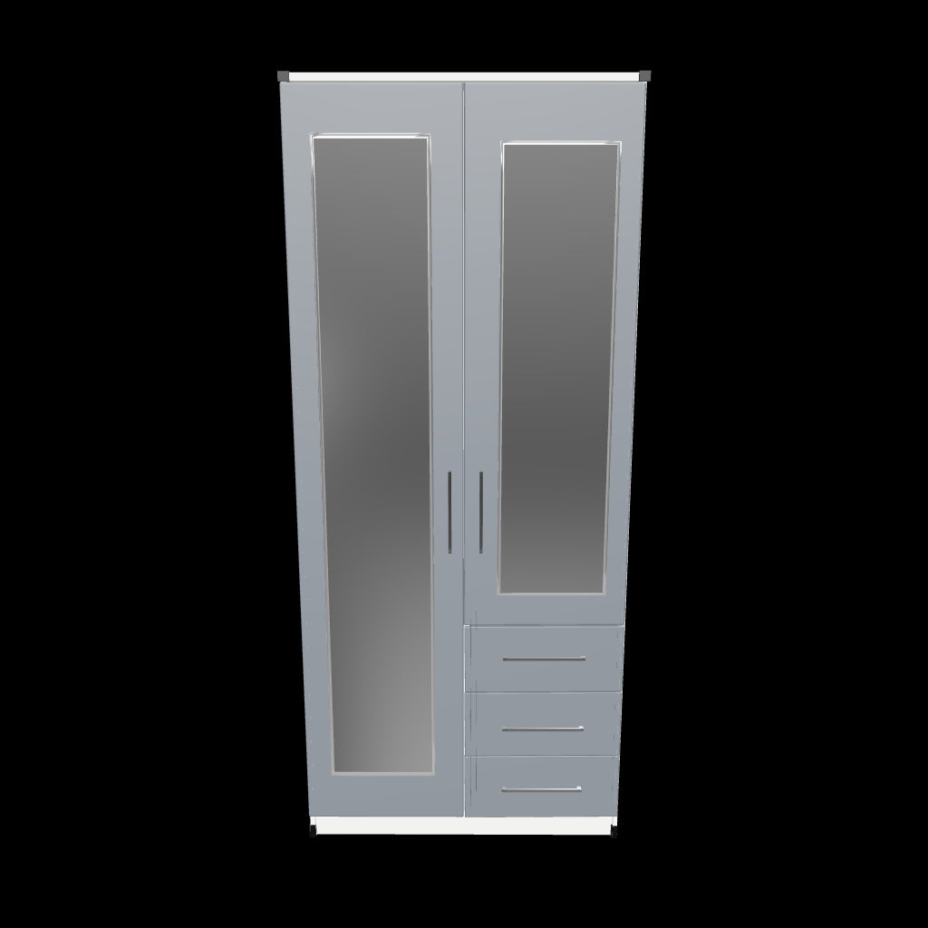 Interactive 3D model of 2 door combi wardrobe with side drawers