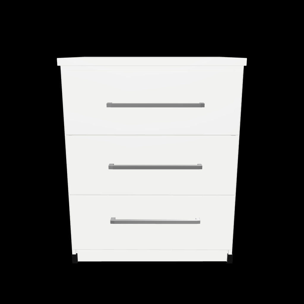 Interactive 3D model of 3 drawer bedside table with modern storage design