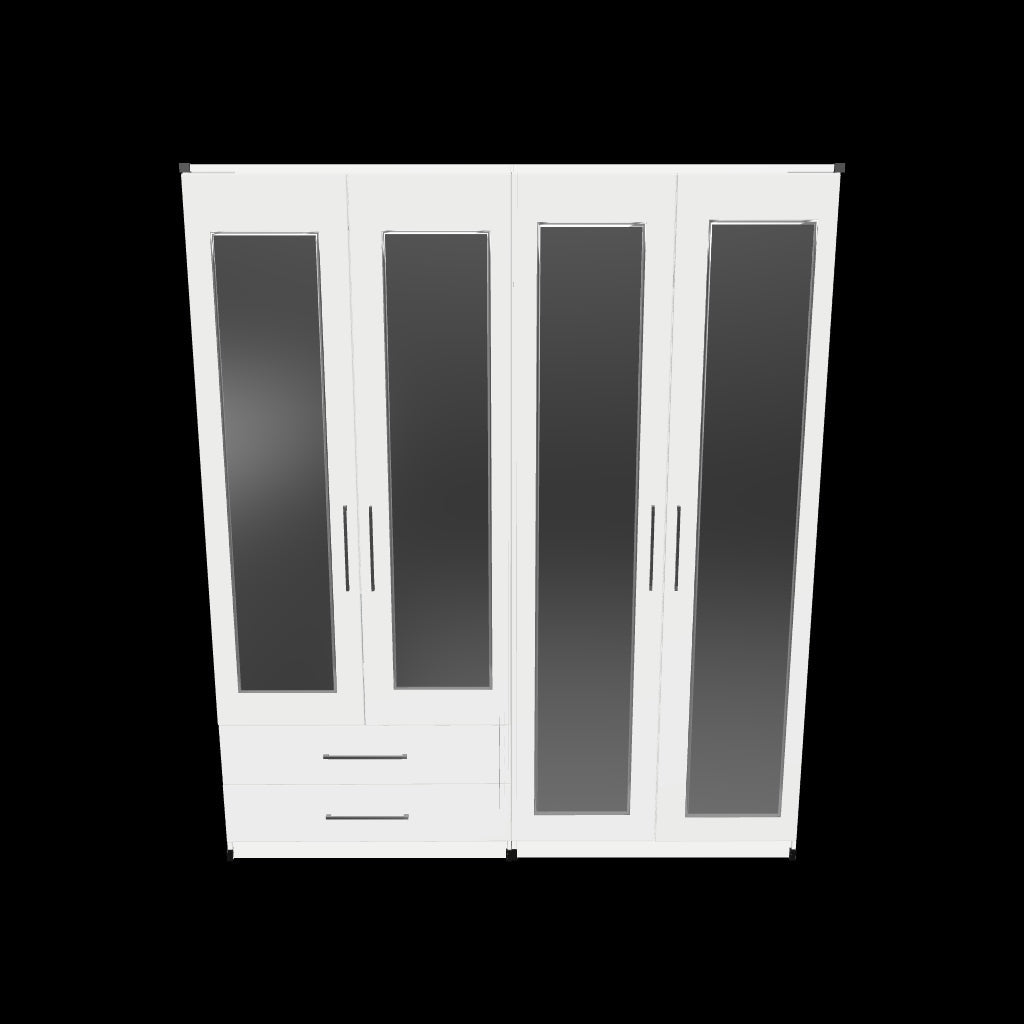 Interactive 3D model of 4 door mirrored wardrobe furniture set