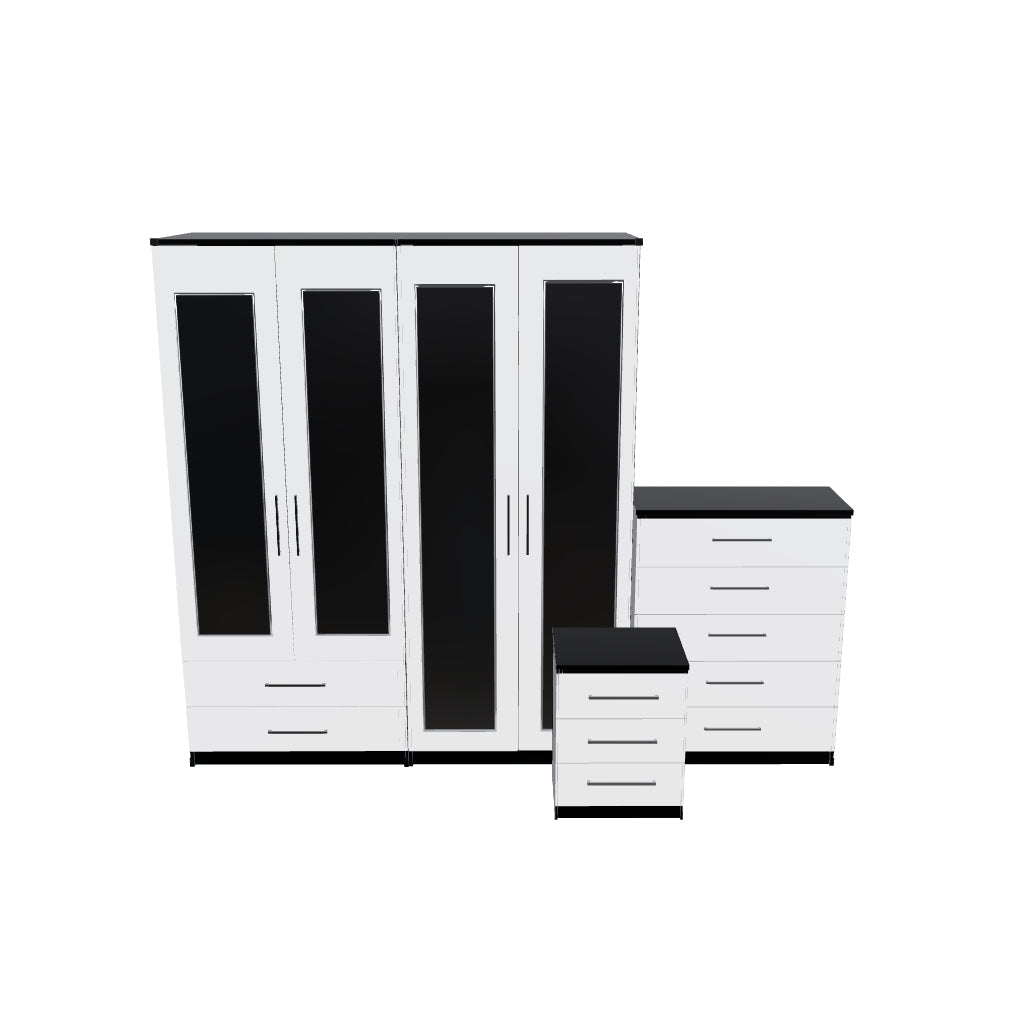 Interactive 3D model of 4 door wardrobe bedroom furniture set
