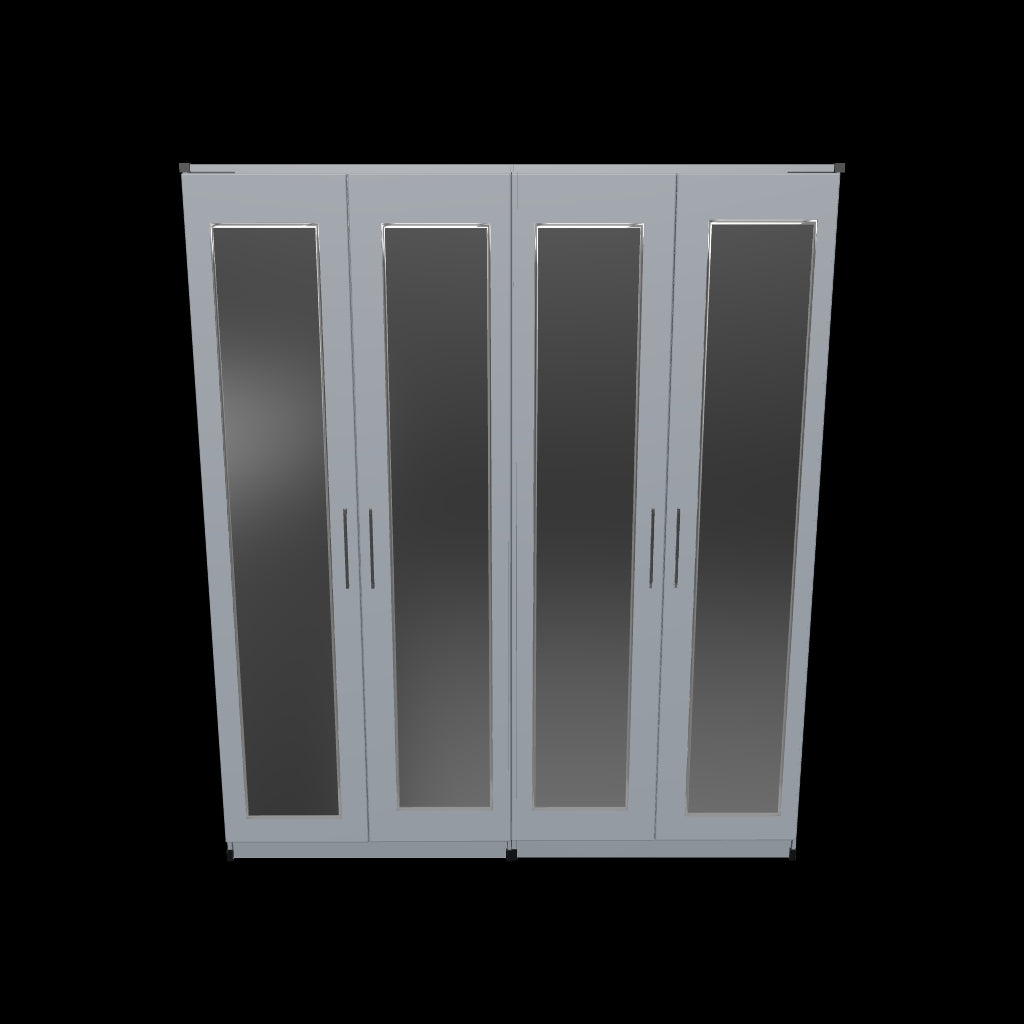 Interactive 3D model of oak 4 door mirrored wardrobe
