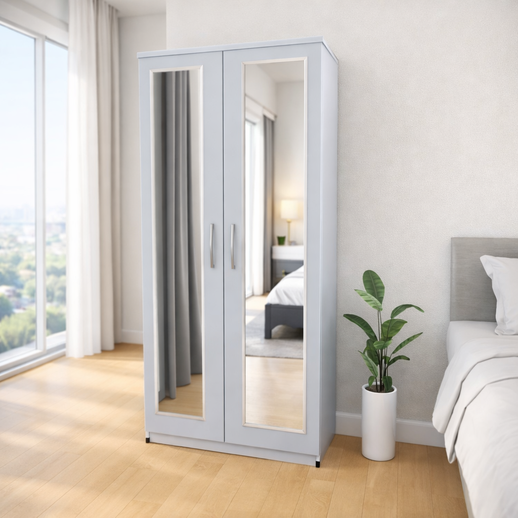 Silver modern bedroom wardrobe storage cabinet for minimal interiors